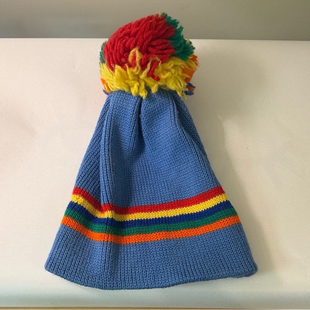 Colorful Knit Pom-Pom Beanie, wool